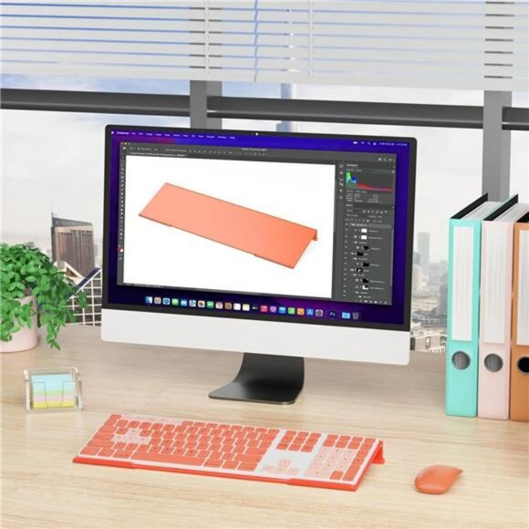 Orange acrylic ergonomic keyboard stand desktop riser non slip office desk holde - Picture 2 of 7